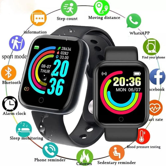 Smartwatch D20 Bluetooth com Monitor Cardíaco, Sono e Notificações | Android e iPhone