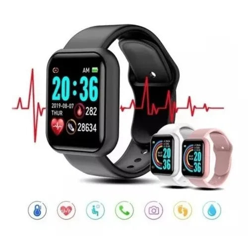 Smartwatch D20 Bluetooth com Monitor Cardíaco, Sono e Notificações | Android e iPhone