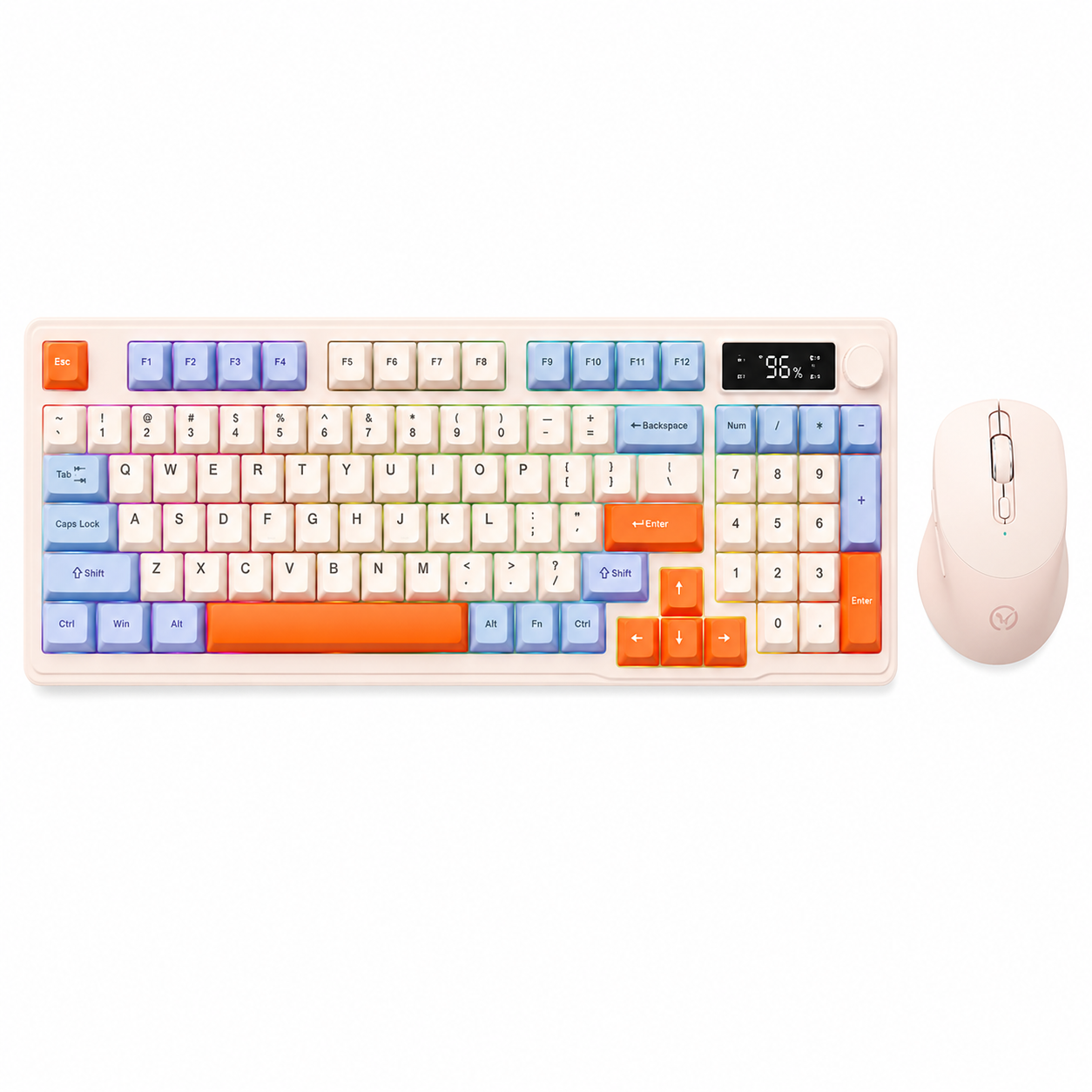 Kit Gamer FreeWolf M96 RGB | Teclado e Mouse Sem Fio Recarregáveis