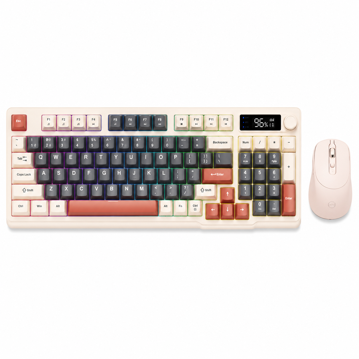 Kit Gamer FreeWolf M96 RGB | Teclado e Mouse Sem Fio Recarregáveis