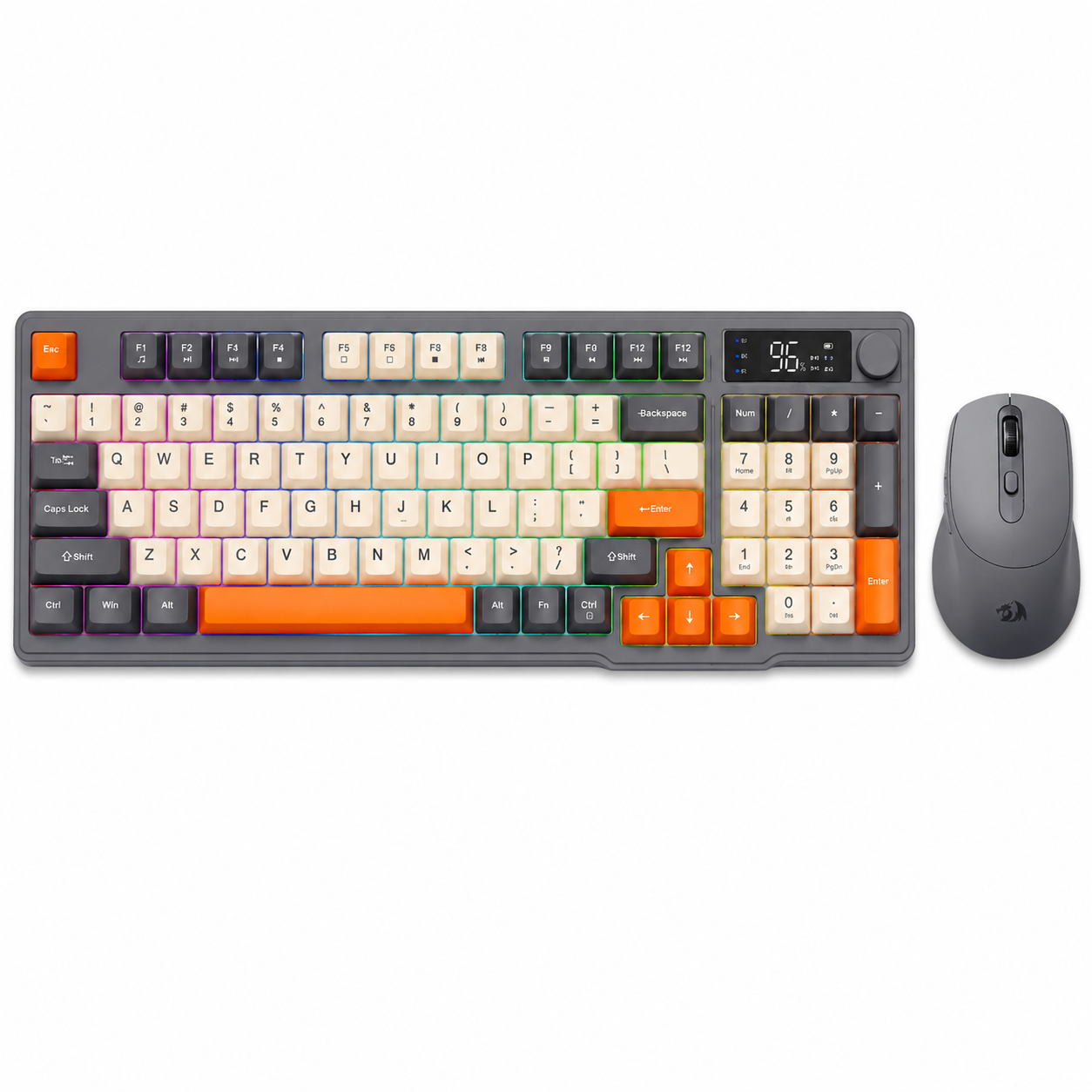 Kit Gamer FreeWolf M96 RGB | Teclado e Mouse Sem Fio Recarregáveis
