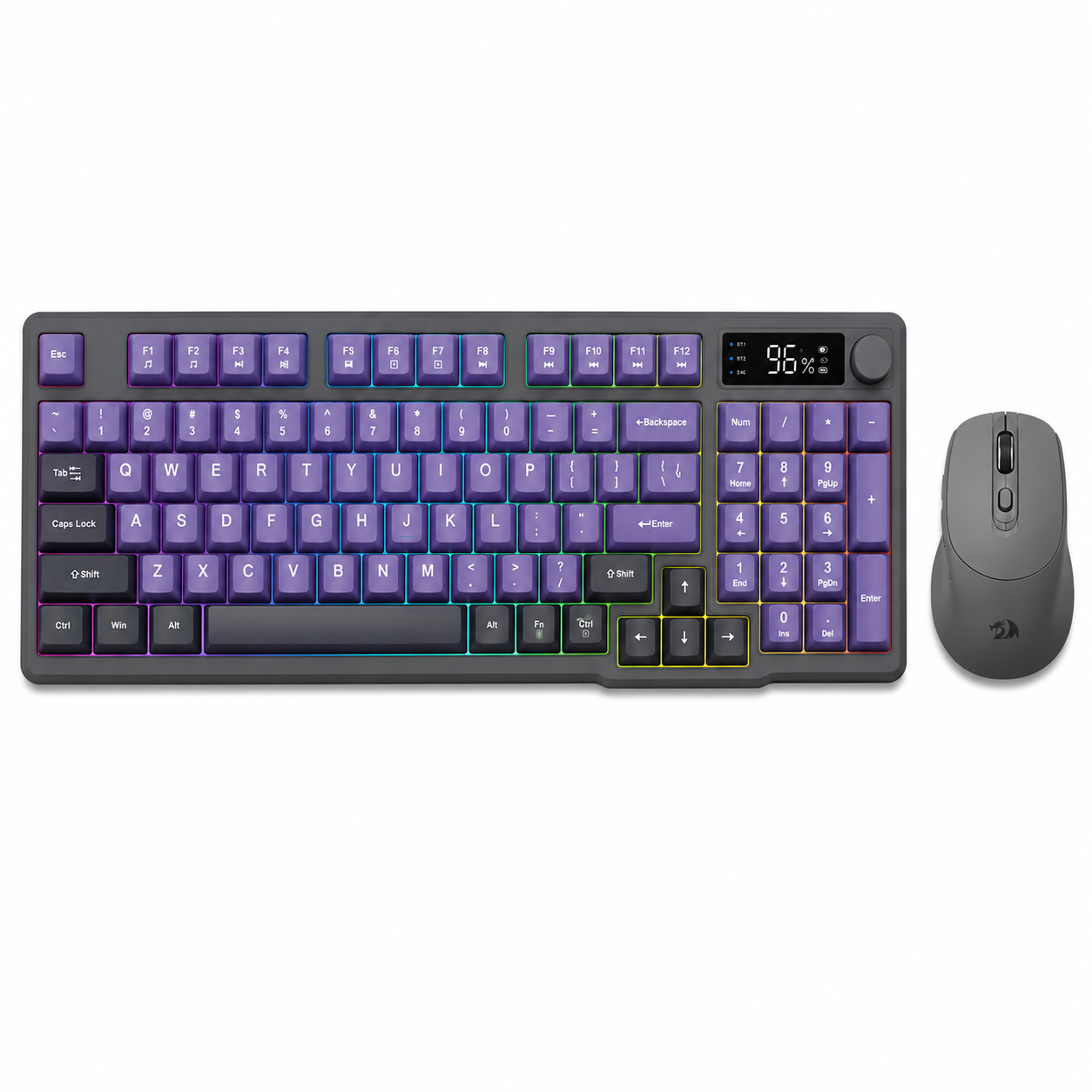 Kit Gamer FreeWolf M96 RGB | Teclado e Mouse Sem Fio Recarregáveis