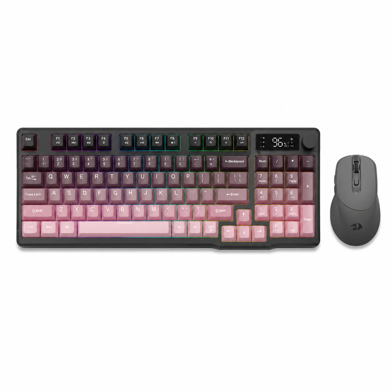 Kit Gamer FreeWolf M96 RGB | Teclado e Mouse Sem Fio Recarregáveis