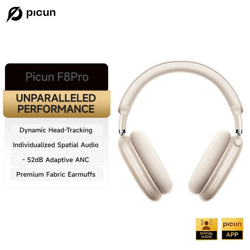 Headphone Bluetooth Picun F8 Pro ANC | Áudio Espacial 3D | Cancelamento de Ruído