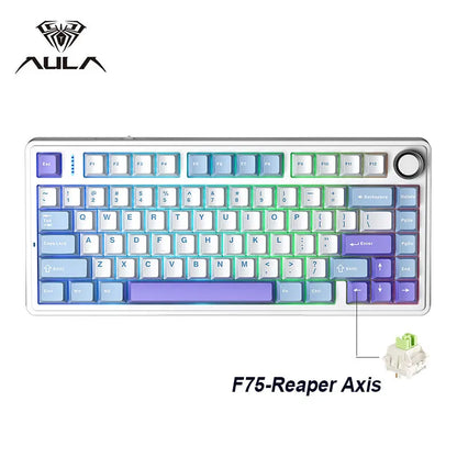 Teclado Mecânico Gamer AULA F75 RGB Wireless | Bluetooth | Hot Swap | Layout 75%