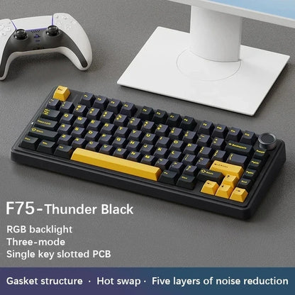 Teclado Mecânico Gamer AULA F75 RGB Wireless | Bluetooth | Hot Swap | Layout 75%