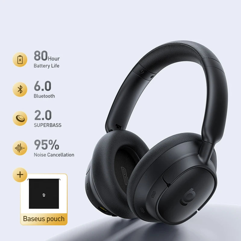 Headphone Bluetooth Baseus Bass BH1 NC Lite ANC | Até 80 Horas de Bateria | Sem Fio