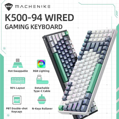 Teclado Mecânico Gamer Machenike K500 RGB | Hot Swap | Layout 94 Teclas