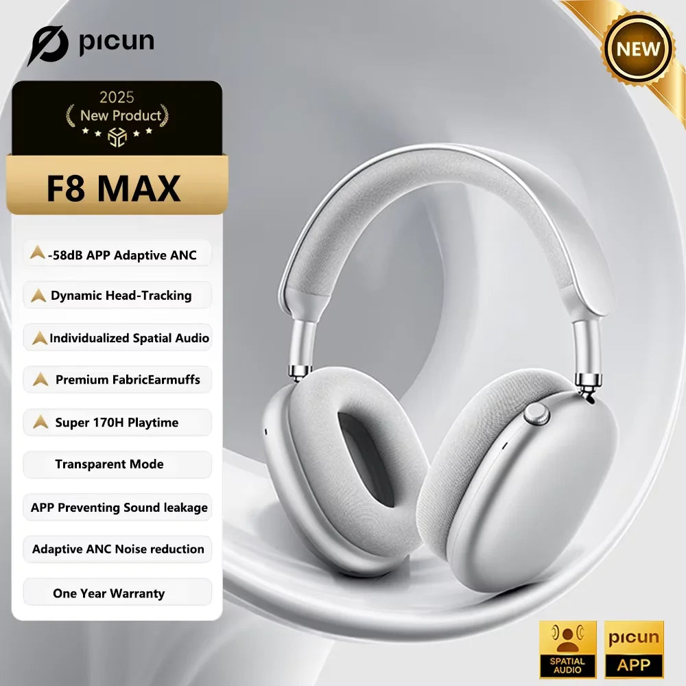 Headphone Bluetooth Picun F8 Pro ANC | Áudio Espacial 3D | Cancelamento de Ruído