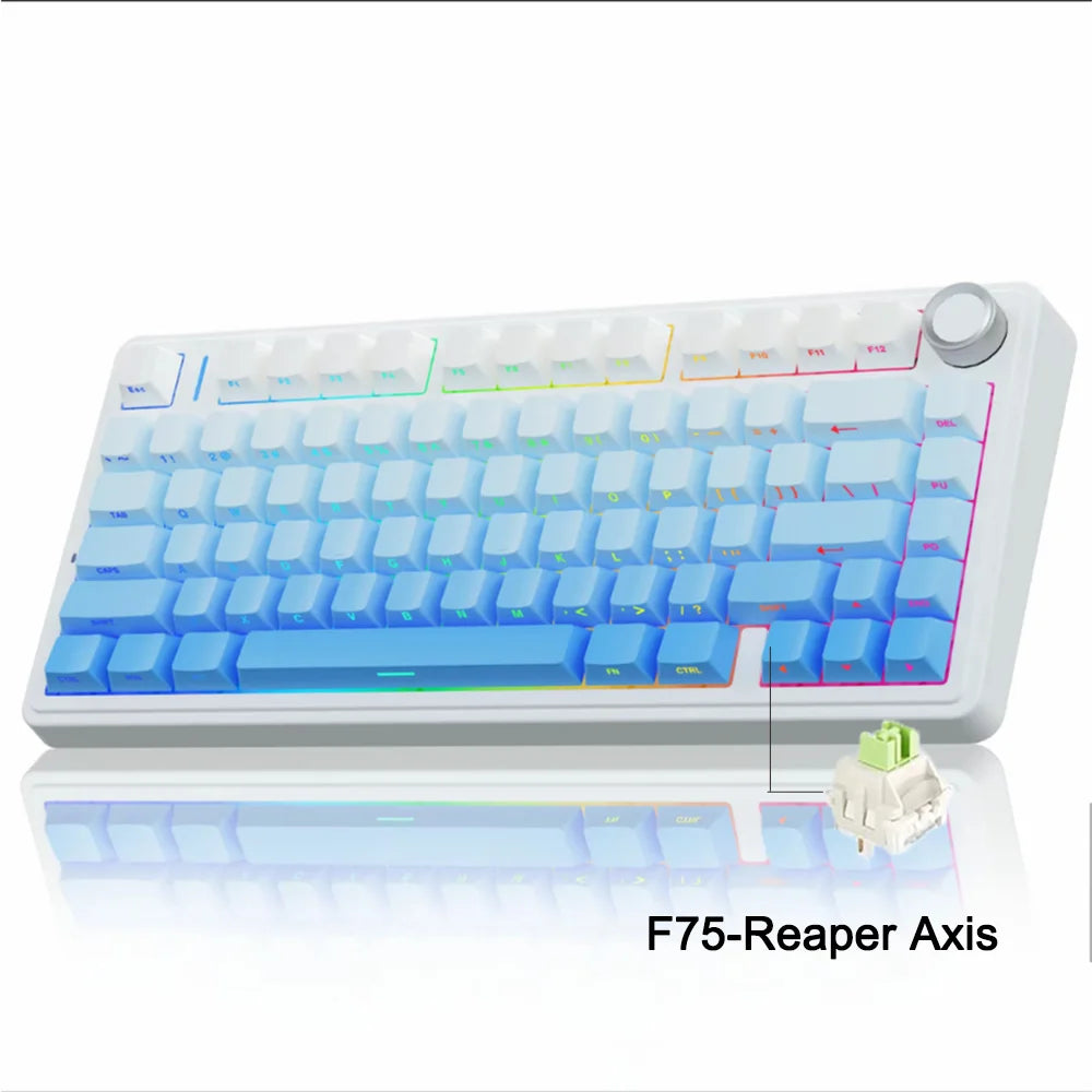Teclado Mecânico Gamer AULA F75 RGB Wireless | Bluetooth | Hot Swap | Layout 75%