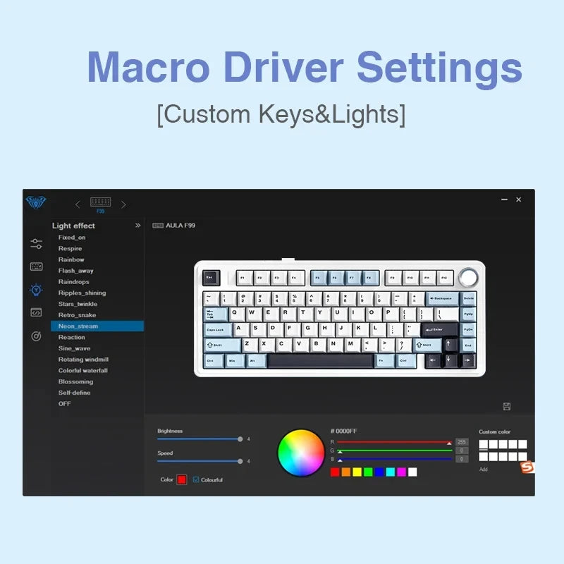 Teclado Mecânico Gamer AULA F75 RGB Wireless | Bluetooth | Hot Swap | Layout 75%