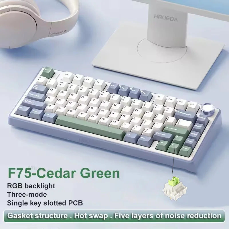 Teclado Mecânico Gamer AULA F75 RGB Wireless | Bluetooth | Hot Swap | Layout 75%