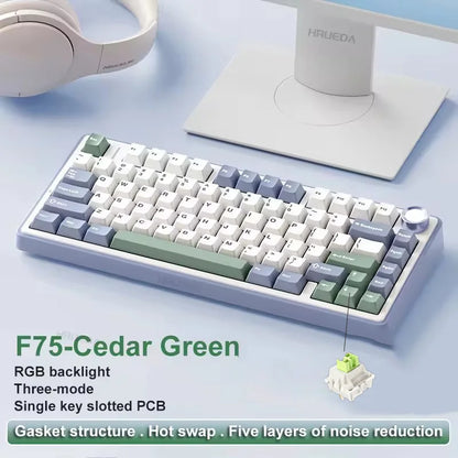 Teclado Mecânico Gamer AULA F75 RGB Wireless | Bluetooth | Hot Swap | Layout 75%