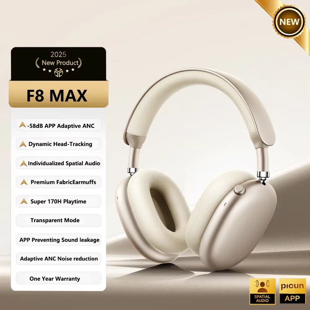 Headphone Bluetooth Picun F8 Pro ANC | Áudio Espacial 3D | Cancelamento de Ruído