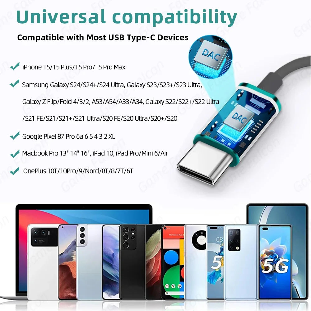 Fone de Ouvido USB-C Hi-Fi com Microfone e Controle de Volume para Android, Tablet e Notebook