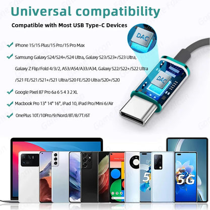 Fone de Ouvido USB-C Hi-Fi com Microfone e Controle de Volume para Android, Tablet e Notebook