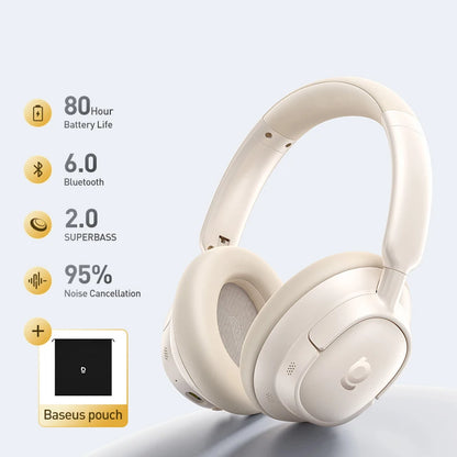 Headphone Bluetooth Baseus Bass BH1 NC Lite ANC | Até 80 Horas de Bateria | Sem Fio