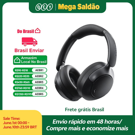 Headphone Bluetooth QCY H3 Pro ANC Hi-Res Audio | Cancelamento de Ruído | Até 55 Horas de Bateria