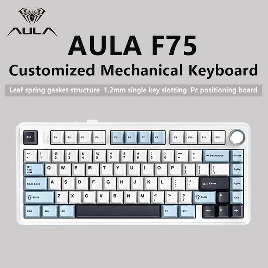 Teclado Mecânico Gamer AULA F75 RGB Wireless | Bluetooth | Hot Swap | Layout 75%