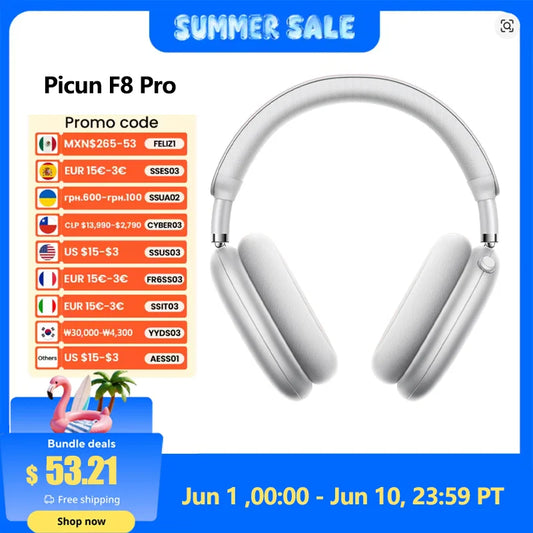 Headphone Bluetooth Picun F8 Pro ANC | Áudio Espacial 3D | Cancelamento de Ruído