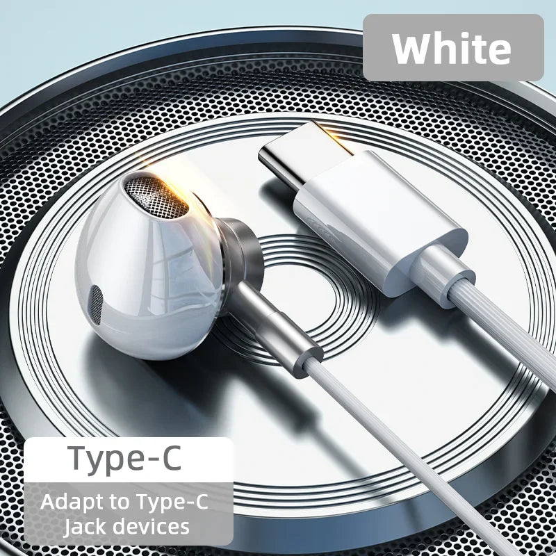 Fone de Ouvido USB-C Hi-Fi com Microfone e Controle de Volume para Android, Tablet e Notebook