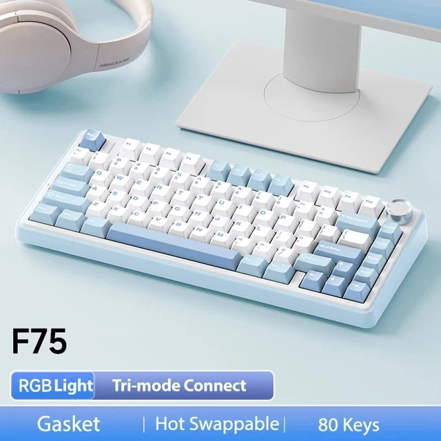 Teclado Mecânico Gamer AULA F75 RGB Wireless | Bluetooth | Hot Swap | Layout 75%