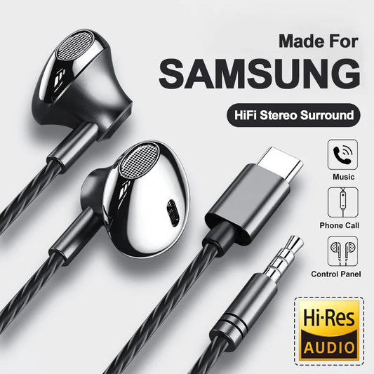 Fone de Ouvido USB-C Hi-Fi com Microfone e Controle de Volume para Android, Tablet e Notebook