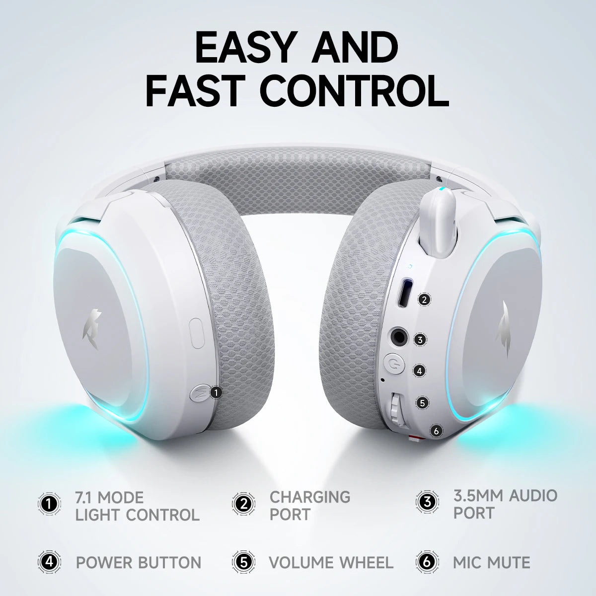 Headset Gamer Sem Fio Picun G2 RGB | Bluetooth + 2.4GHz | Som Surround 7.1 | PC, PS5 e Mobile