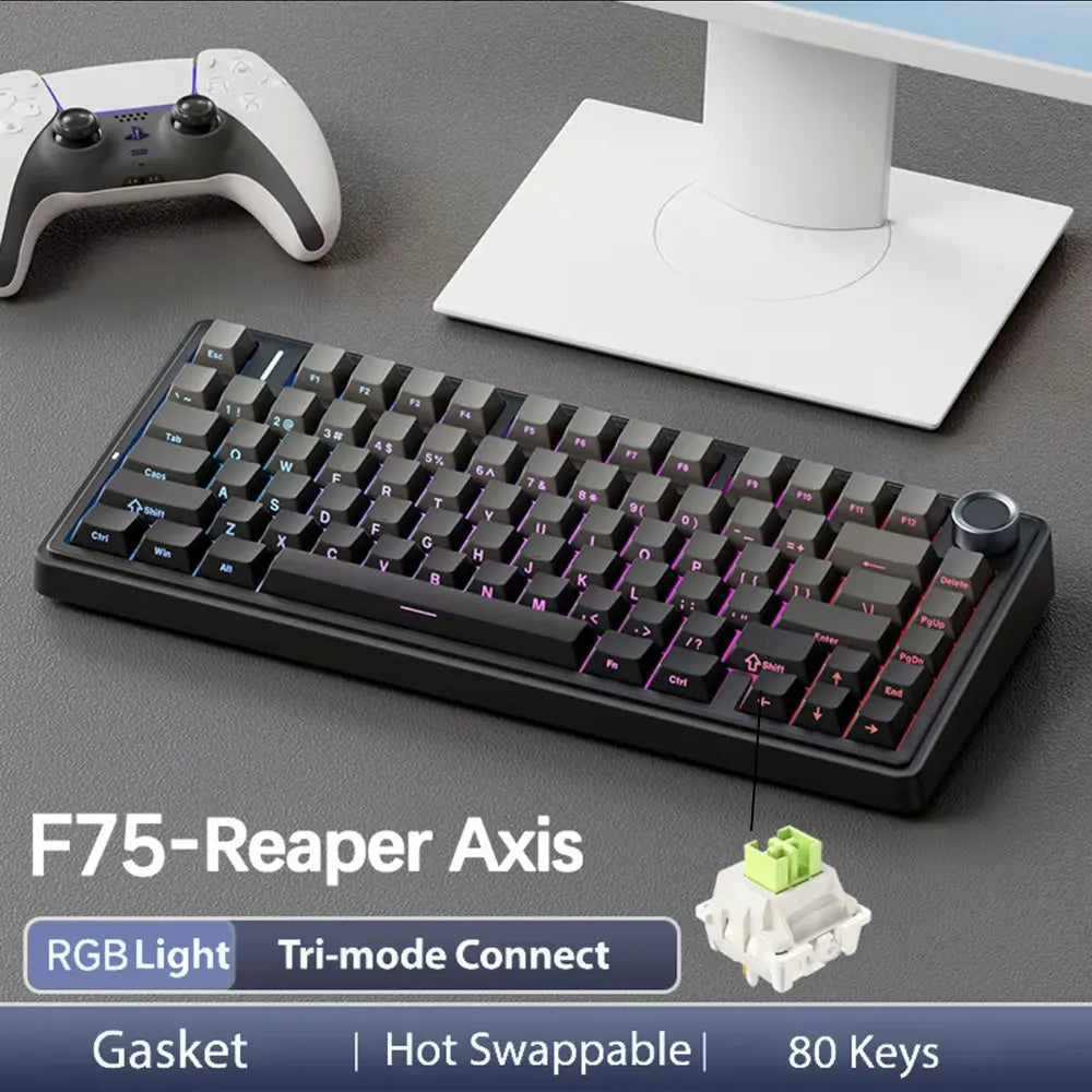 Teclado Mecânico Gamer AULA F75 RGB Wireless | Bluetooth | Hot Swap | Layout 75%